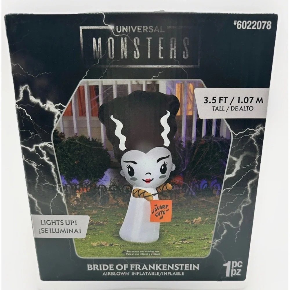 HALLOWEEN Bride Of Frankenstein 3.5' Light Up Inflatable, Universal Monsters NEW